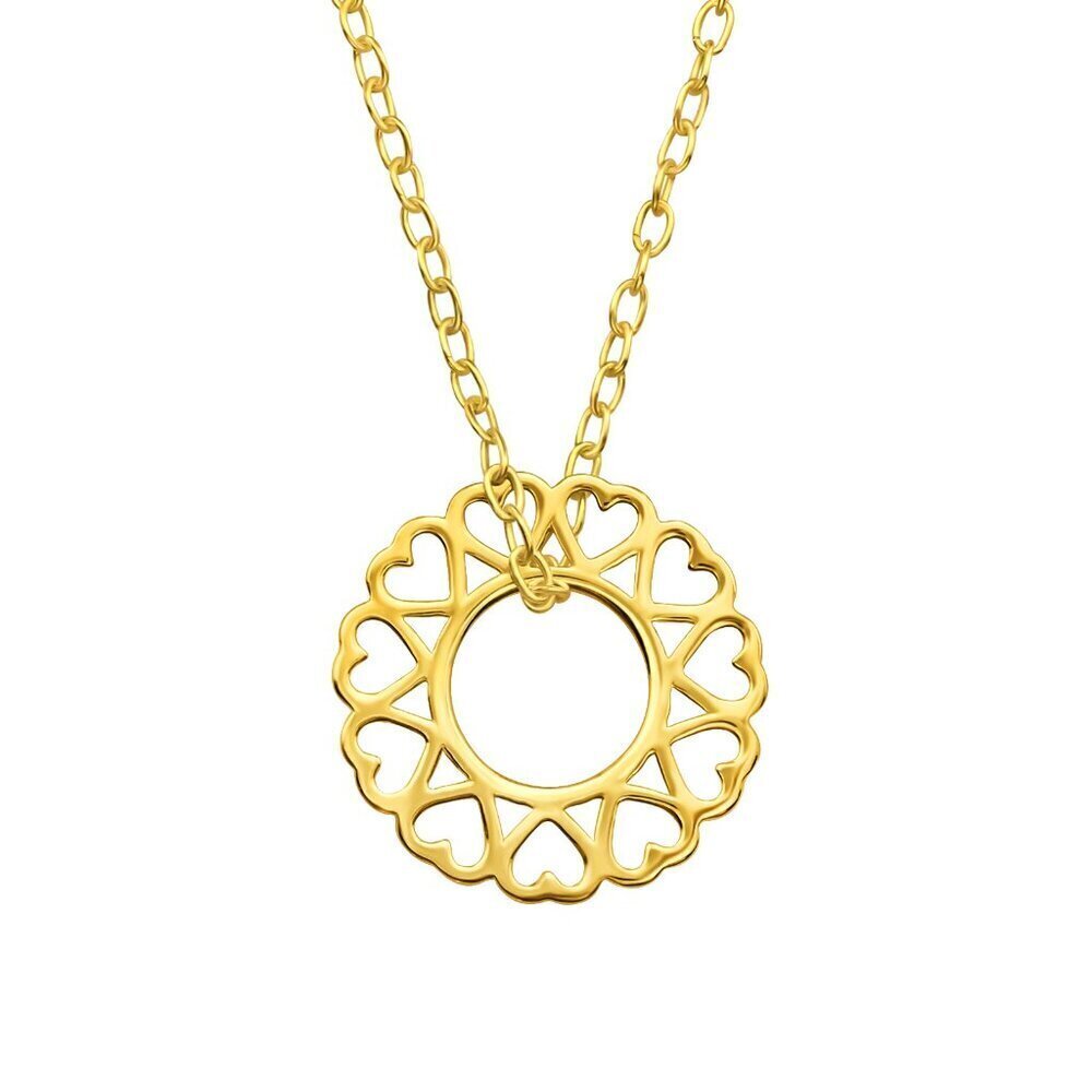 Gold Vermeil Circle of Hearts Necklace 12mm Romantic Pendant